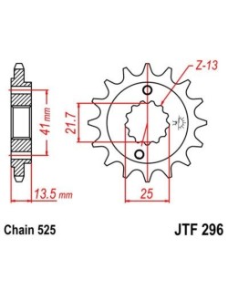 Pignon JT SPROCKETS acier anti-bruit 296 - 525