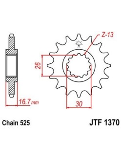 Pignon JT SPROCKETS acier anti-bruit 1370 - 525