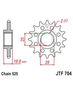 Pignon JT SPROCKETS acier anti-bruit 704 - 525