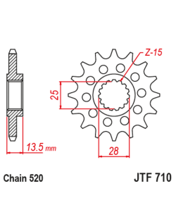 Pignon JT SPROCKETS acier anti-bruit 710 - 520