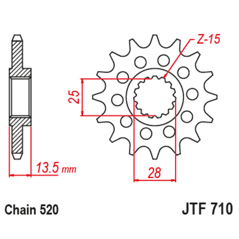 Pignon JT SPROCKETS acier anti-bruit 710 - 520 Pignon JT SPROCKETS acier anti-bruit 710 - 520