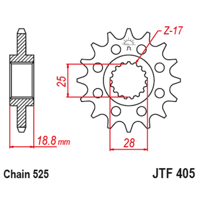 Pignon JT SPROCKETS acier anti-bruit 405 - 525 Pignon JT SPROCKETS acier anti-bruit 405 - 525