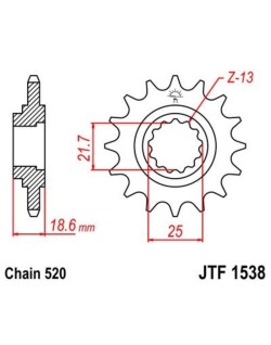 Pignon JT SPROCKETS acier anti-bruit 1538 - 520