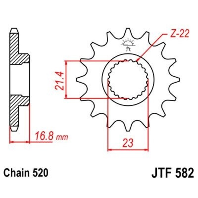 Pignon JT SPROCKETS acier anti-bruit 582 - 520 Pignon JT SPROCKETS acier anti-bruit 582 - 520