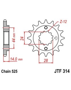 Pignon JT SPROCKETS acier anti-bruit 314 - 525