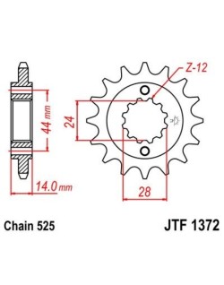Pignon JT SPROCKETS acier anti-bruit 1372 - 525