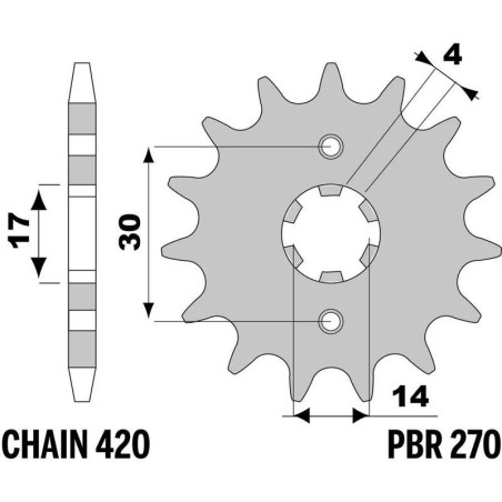 Pignon PBR acier standard 270 - 420