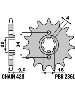 Pignon PBR acier standard 2361 - 428