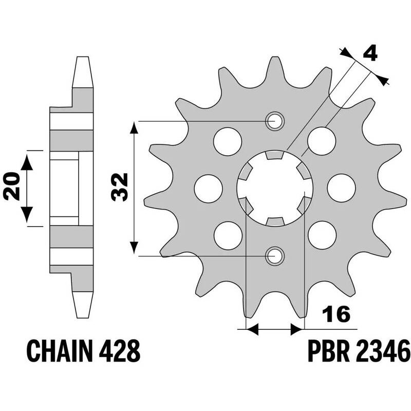 Pignon PBR acier standard 2346 - 428 Pignon PBR acier standard 2346 - 428