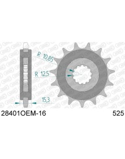 Kit chaîne AFAM 525XHR3 16/46 super-renforcé - couronne standard