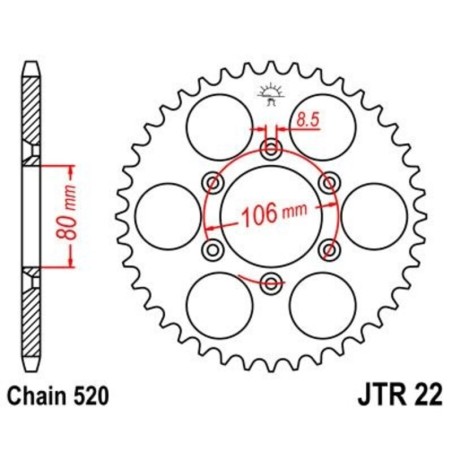 Couronne JT SPROCKETS acier standard 22 - 520