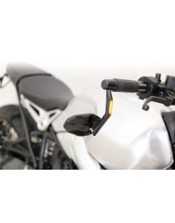 HIGHSIDER pro Bar End Mirror Victory With LED Indicator, Black Anodised Aluminium Head, E-approved