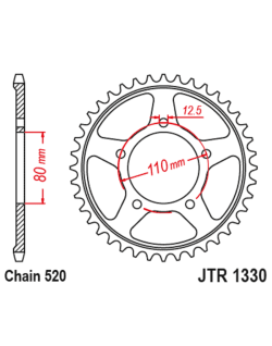 Couronne JT SPROCKETS acier standard 1330 - 520