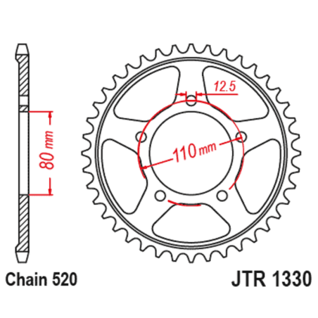 Couronne JT SPROCKETS acier standard 1330 - 520