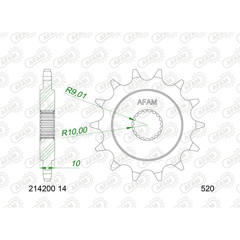 Pignon AFAM acier standard 214200 - 520 Pignon AFAM acier standard 214200 - 520