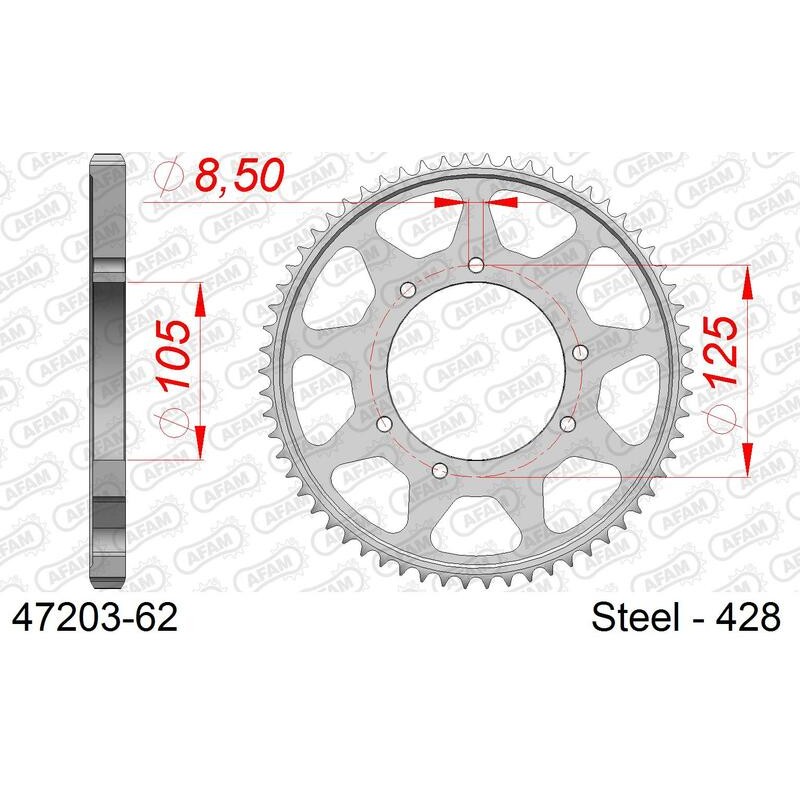 Couronne AFAM acier standard 47203 - 428 Couronne AFAM acier standard 47203 - 428