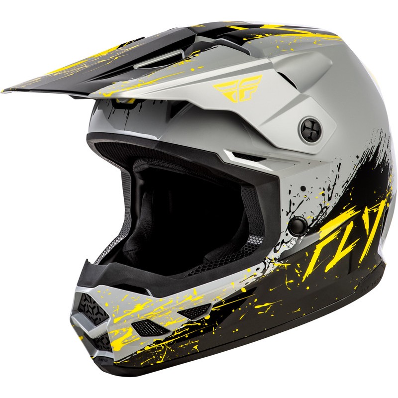 Casque enfant FLY RACING Kinetic Drip - gris/noir/jaune