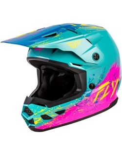 Casque enfant FLY RACING Kinetic Drip - turquoise/rose/jaune