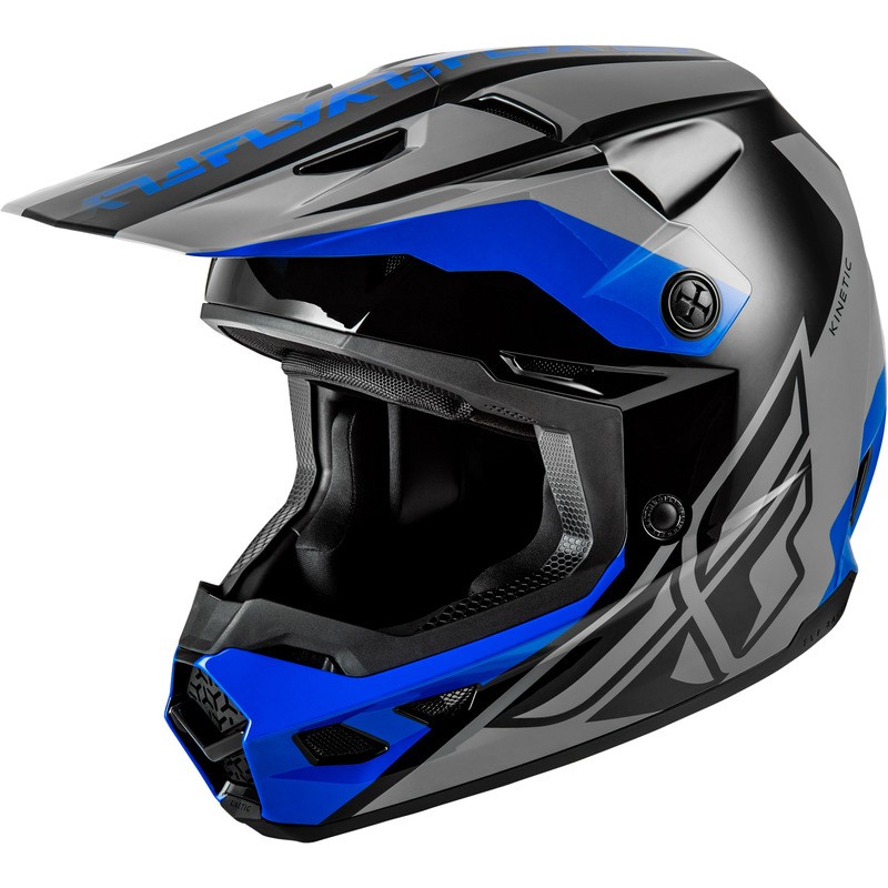 Casque FLY RACING Kinetic Crest - gris/noir/bleu