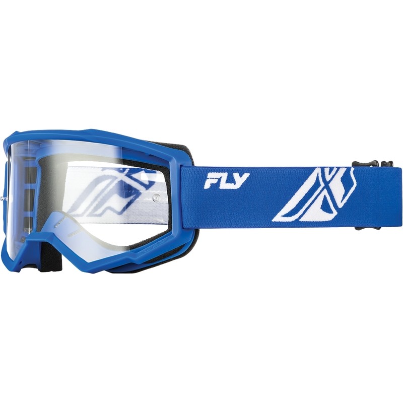 Masque FLY RACING Focus bleu/blanc- écran clair Masque FLY RACING Focus bleu/blanc- écran clair