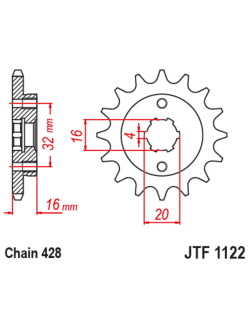 Pignon JT SPROCKETS acier standard  1122 - 428