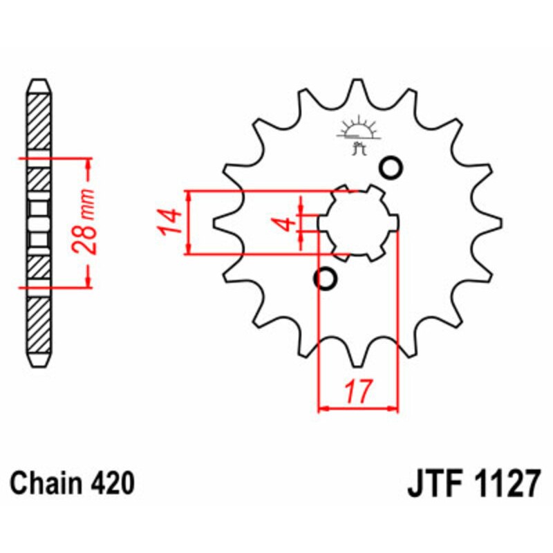 Pignon JT SPROCKETS acier standard 1127 - 420 Pignon JT SPROCKETS acier standard 1127 - 420