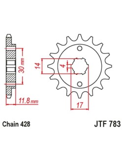 Kit chaîne JT/JT 428HDR 14/37 standard - couronne standard