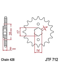 Kit chaîne JT/JT 420HDS 13/62 standard - couronne standard
