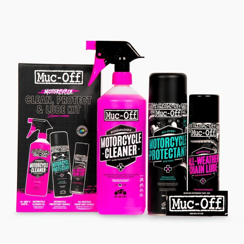 Kit d'entretient moto MUC-OFF Clean, Protect & Lube Kit d'entretient moto MUC-OFF Clean, Protect & Lube