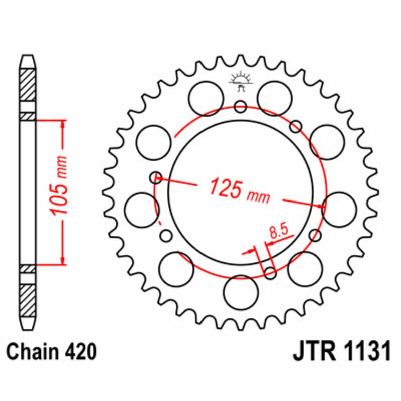 Couronne JT SPROCKETS acier standard 1131 - 420 Couronne JT SPROCKETS acier standard 1131 - 420