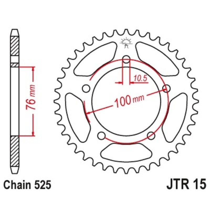 Couronne JT SPROCKETS acier standard 15 - 525 Couronne JT SPROCKETS acier standard 15 - 525