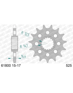 Pignon AFAM acier anti-bruit 618 - 525 - noir