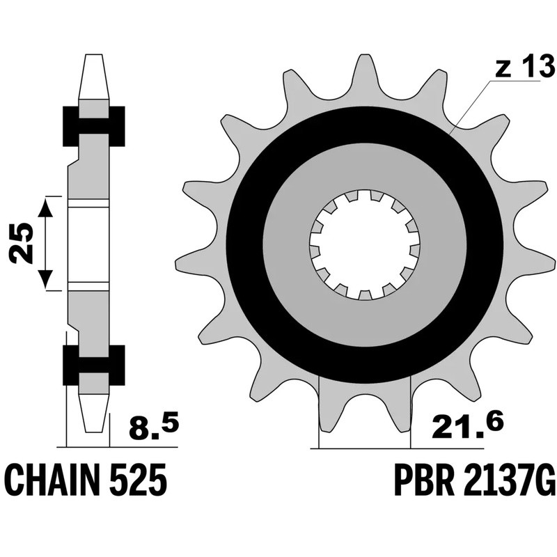 Pignon PBR acier anti-bruit 2137 - 525