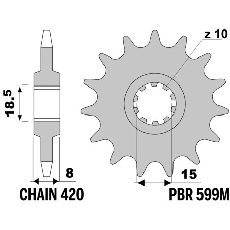 Pignon PBR acier standard 599M - 420