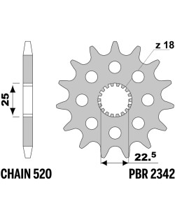 Pignon PBR acier standard 2342 - 520