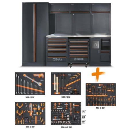 Combinaison d'ameublement d'atelier BETA TOOLS C45PRO 2.0 X comprenant 268 outils Beta Worker