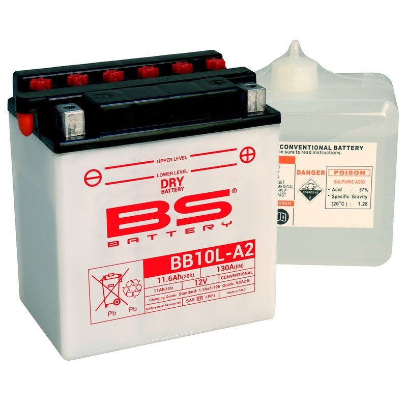 Batterie BS BATTERY Haute-performance avec pack acide - BB10L-A2 Batterie BS BATTERY Haute-performance avec pack acide - BB10L-A2