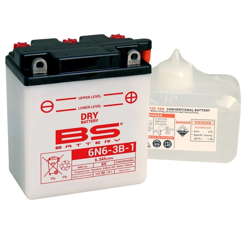 Batterie BS BATTERY conventionnelle avec pack acide - 6N6-3B-1 Batterie BS BATTERY conventionnelle avec pack acide - 6N6-3B-1