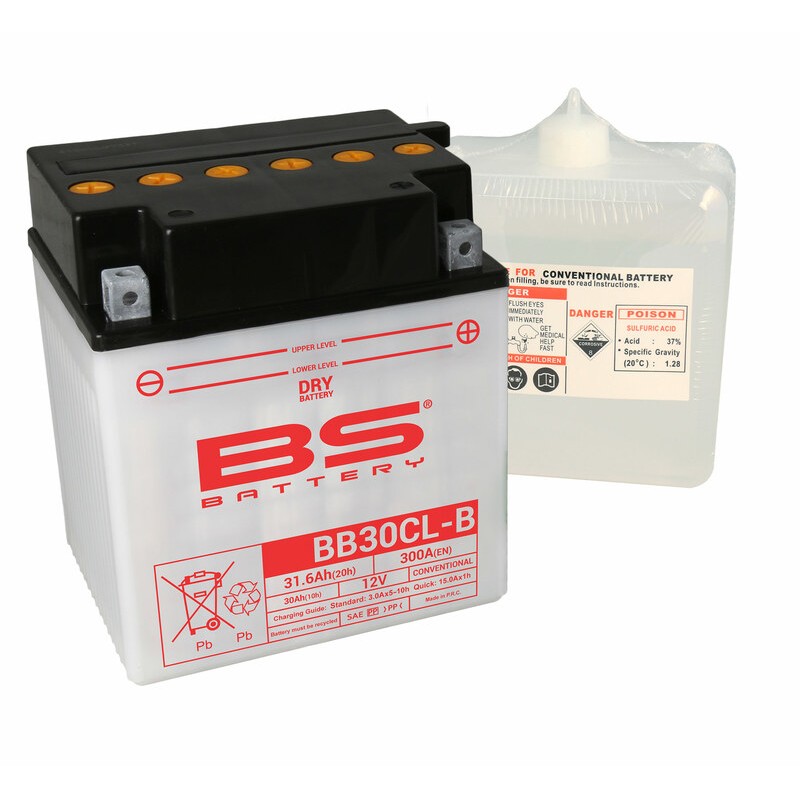 Batterie BS BATTERY Haute-performance avec pack acide - BB30CL-B Batterie BS BATTERY Haute-performance avec pack acide - BB30CL-B