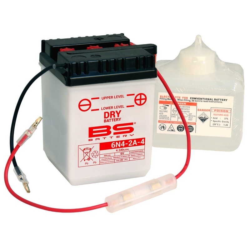 Batterie BS BATTERY conventionnelle avec pack acide - 6N4-2A-4 Batterie BS BATTERY conventionnelle avec pack acide - 6N4-2A-4