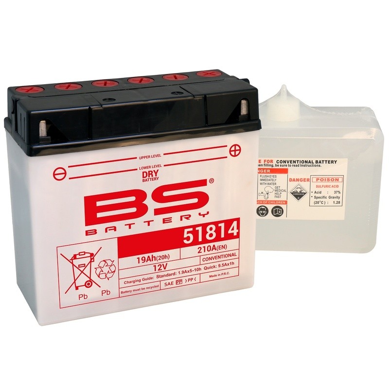 Batterie BS BATTERY conventionnelle avec pack acide - 51814 (12C16A-3B) Batterie BS BATTERY conventionnelle avec pack acide - 51814 (12C16A-3B)