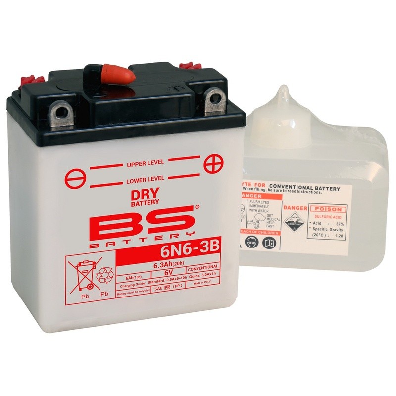 Batterie BS BATTERY conventionnelle avec pack acide - 6N6-3B Batterie BS BATTERY conventionnelle avec pack acide - 6N6-3B
