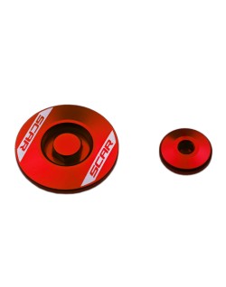 Bouchons carter moteur latéraux SCAR rouge Kawasaki