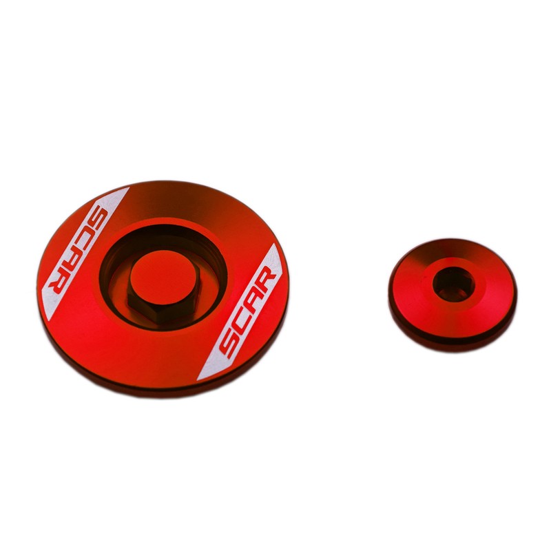 Bouchons carter moteur latéraux SCAR rouge Kawasaki Bouchons carter moteur latéraux SCAR rouge Kawasaki
