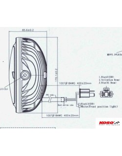 Phare LED KOSO Thunderbolt 170mm